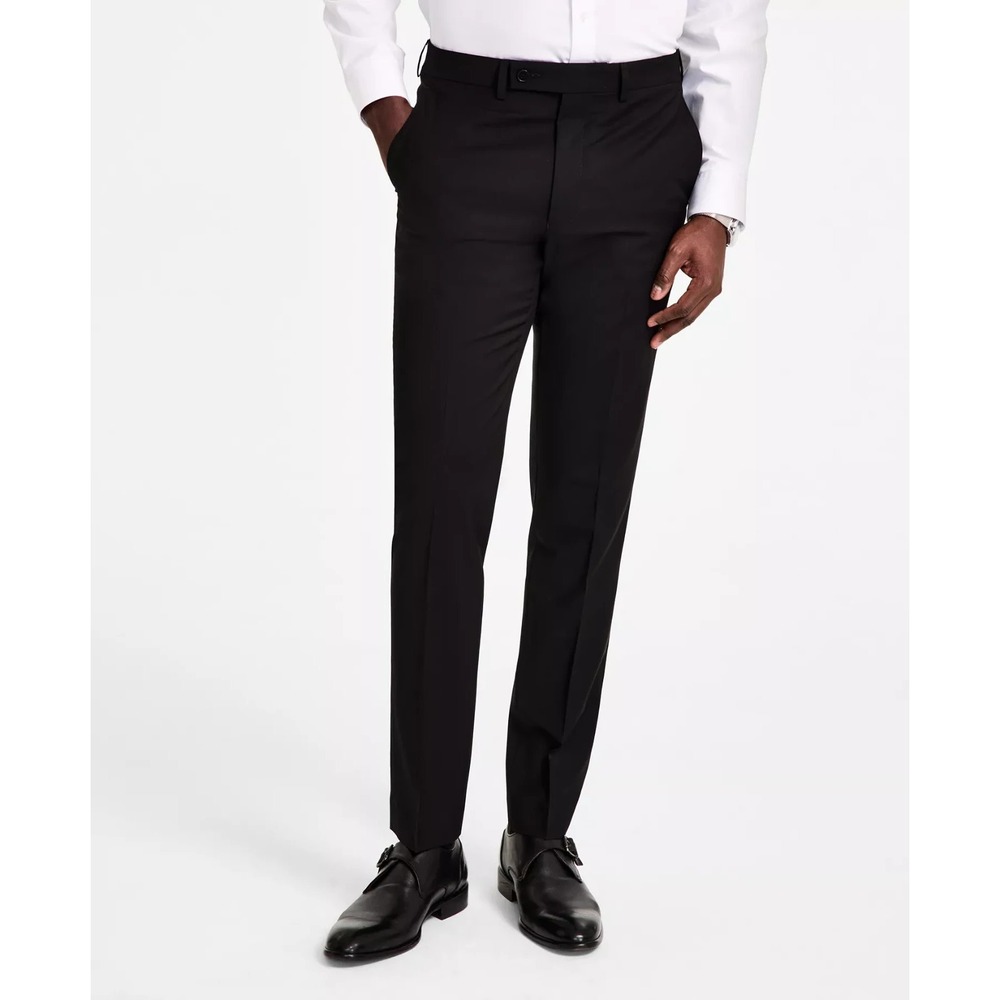Calvin Klein Mens Black Skinny Fit Wool Blend Stretch Dress Pants 28W 29L